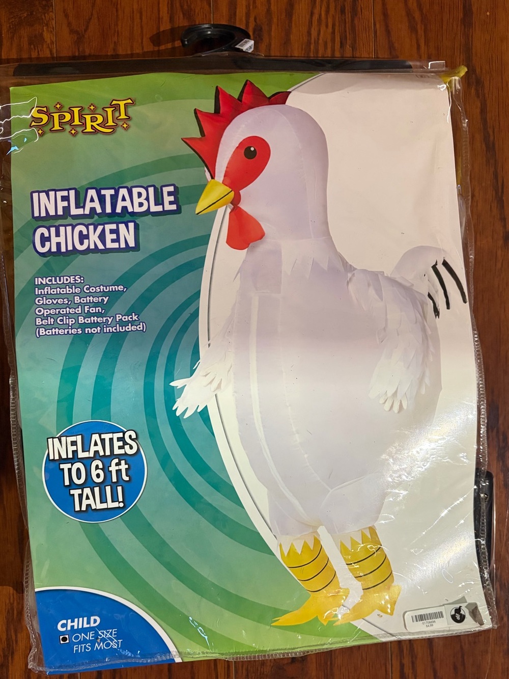 Spirit Inflatable Chicken Costume - White with Yellow Beak and Feet - Child